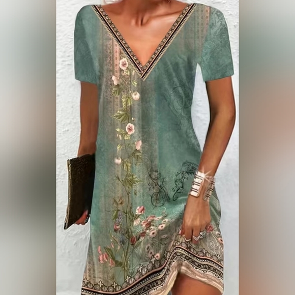 Source Unknown Dresses & Skirts - Host Pick!!! Short Sleeve V Neck Casual Dress, XL NIP